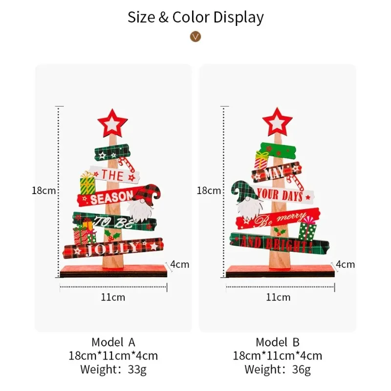 Colorful Wooden Christmas Table Ornaments Cartoon Santa Cluas Xmas Tree Pendants Noel SnowmanNatal Merry Christma Decor 2024