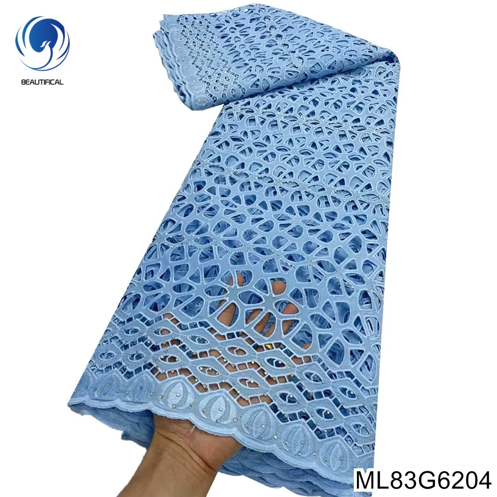 

Beautiful Bead African Fabric 2023 High Quality Sewn Lace 5 Yard Hot Water Soluble Beautiful Nigerian Party Dress ML83G62