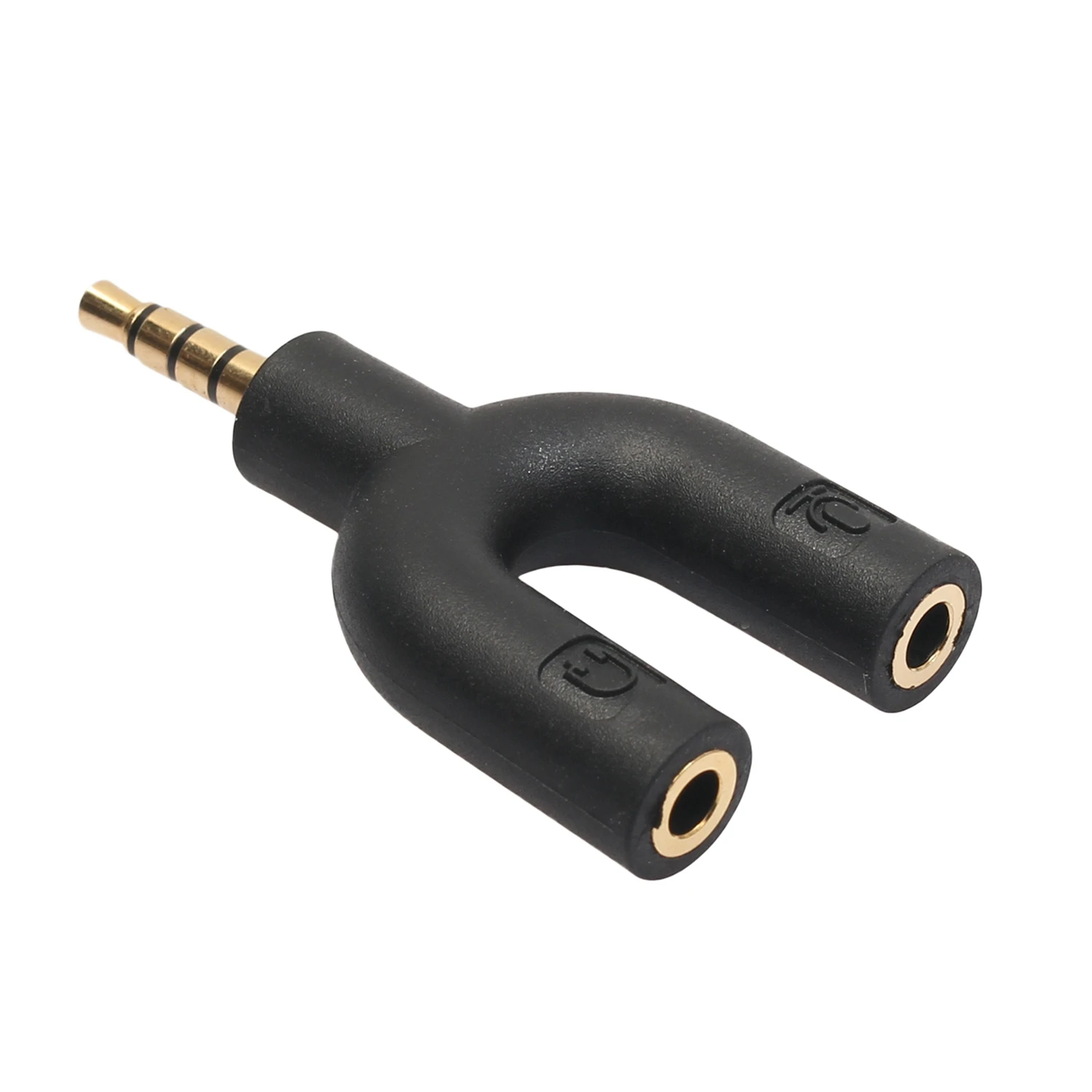 U Type Adapter Dual 3.5 MM Headphone Plug Audio Cables Splitter Microphone 2 in 1 Swivel Connector for Android iPhone