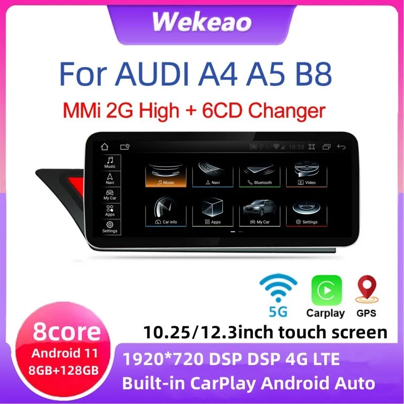 Android 11 CarPlay For Audi A4 A5 2008 2009 2010 MMI 2G High CD Changer