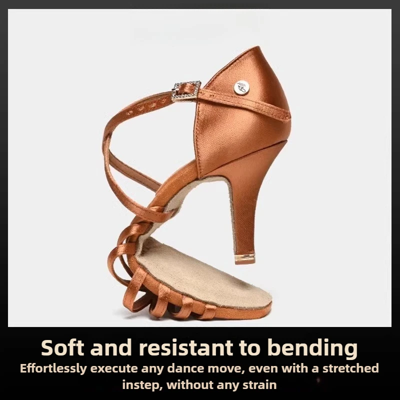 รูปสินค้า รองเท้าเต้นลาติน U-Heel สำหรับผู้หญิง ส้นแท้ สวมใส่สบาย