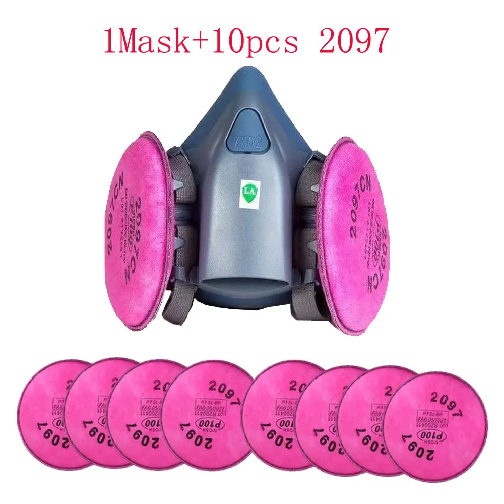 Dust Mask Gas Mask Dustproof Respirator Face Respirator Gas Respirator Half Face Respirator Mask 7502 Respirator Mask Protective Mask Industry Painting Spray Dust Gas With 501 5N11 6001CN Chemcial Half Face