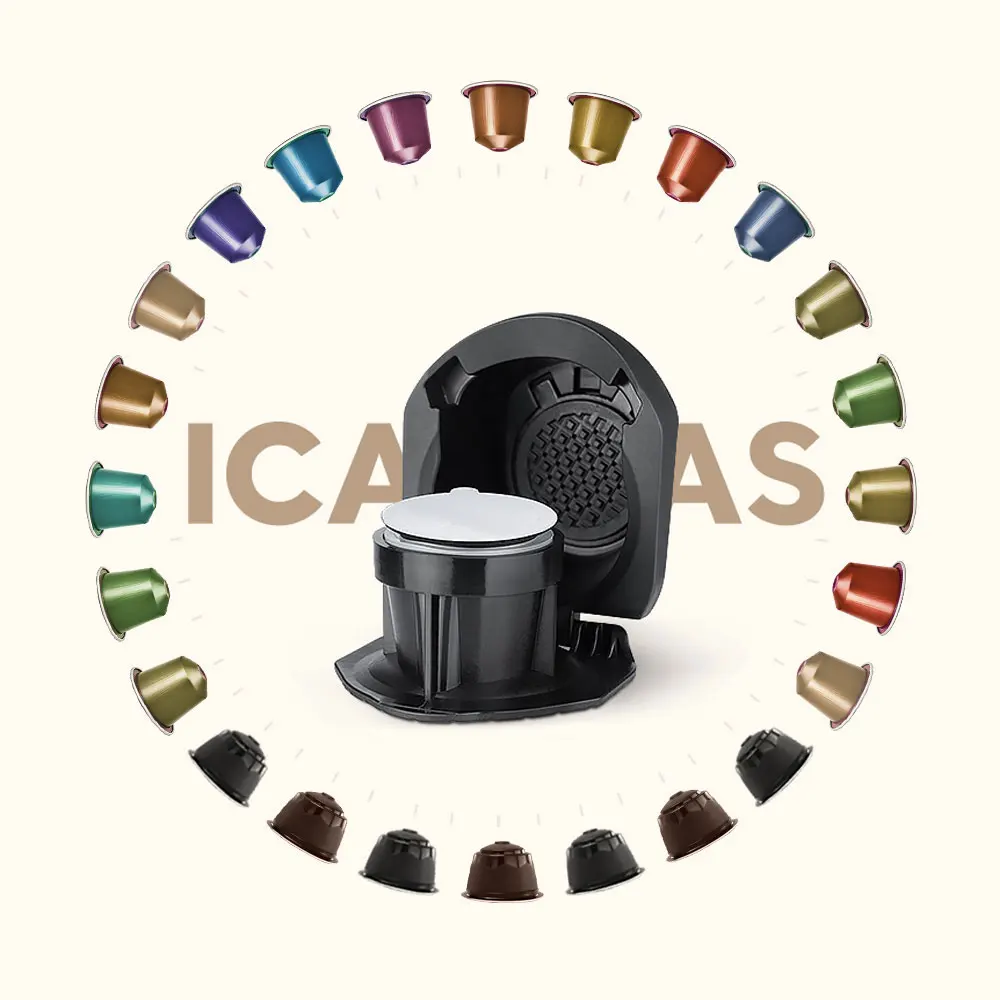 Icafilas Adattatore Pod Riutilizzabile Per Dolce Gusto Piccolo Xs & Nescafe Genio S Plus Maker Nespresso Coffee Capsule Convert Holder