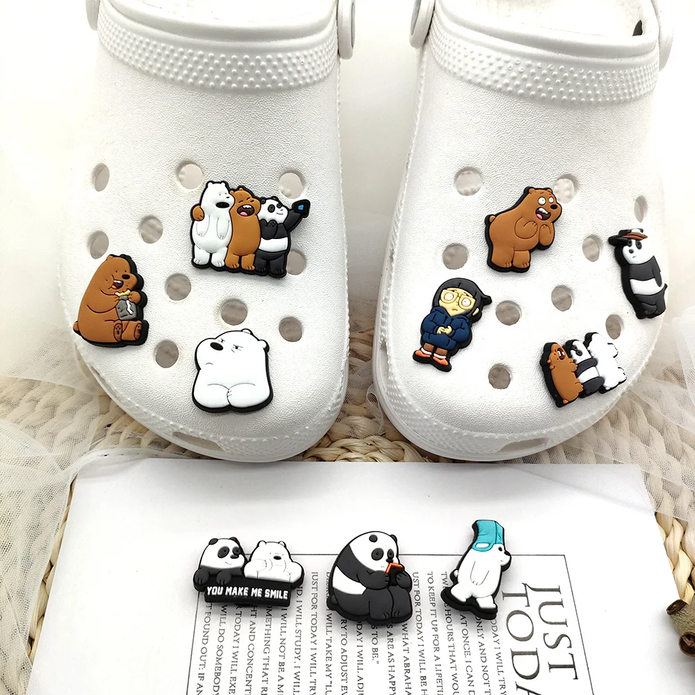 10Pcs/Set Cute Bear Croc Charms Shoe Accesories Kawaii JIBZ PVC for Croc Shoe Decorations for