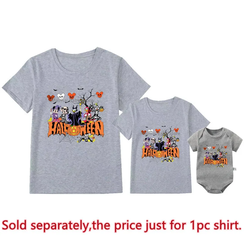 Disney Halloween Skeleton Shirts Funny Disney Balloon Mickey Minnie and Friends Family Matching Outfits Look Dad Mom Kids Tees 5