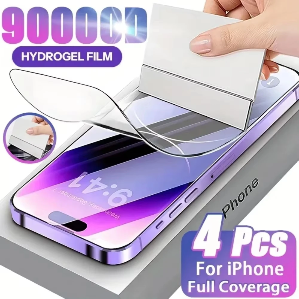 1-4 Stück Hydrogel-Folie für iPhone 11 12 13 14 15 16 17 Pro Max Air 16e X XS Max Vorderseitige Schutzfolie Nicht Glas