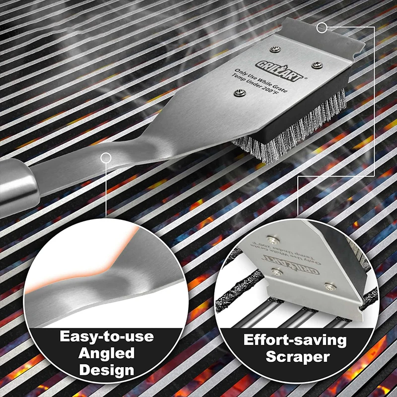 Grill Brush&Scraper, Wire BBQ Grill Brush for Outdoor, 16.5&rdquo; Cleaning Brush BBQ Accessories, Safe Cleaner