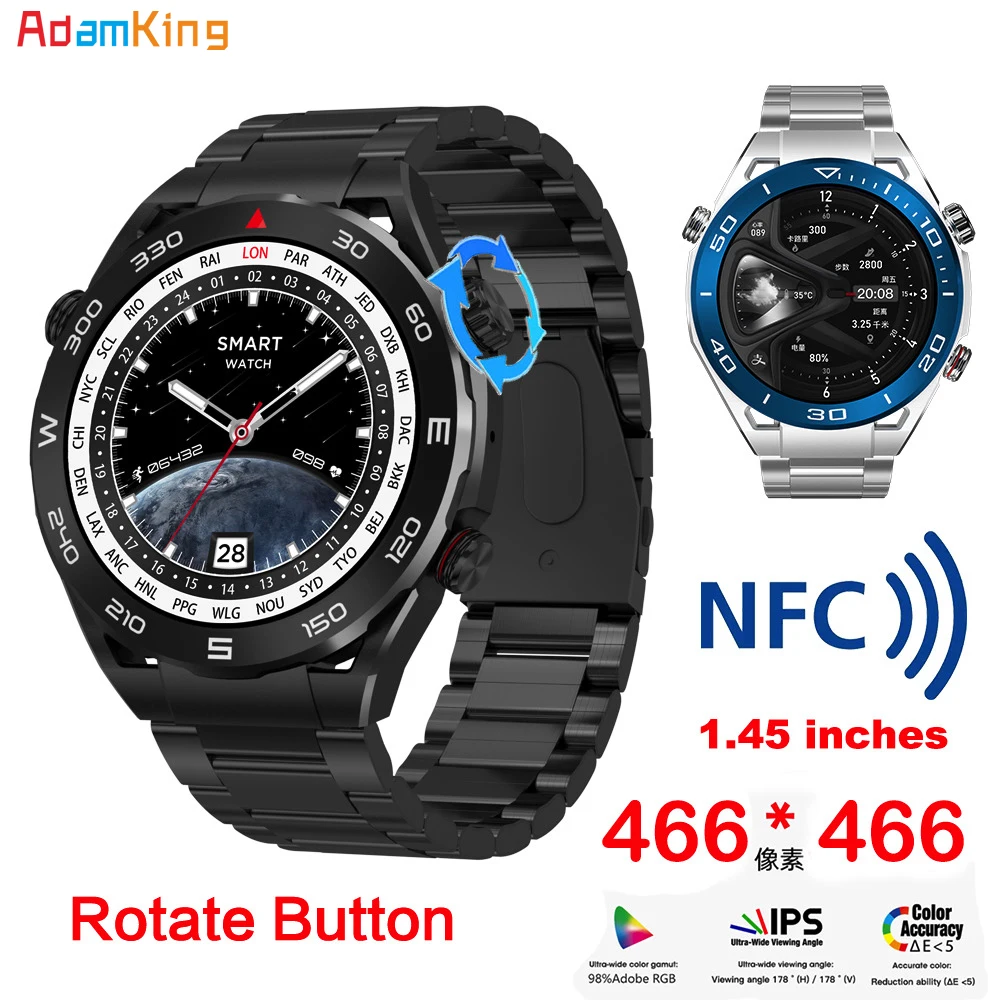 

2023 New Business Smart Watch Men Blue Tooth Call Watches NFC Sports Wireless Charge Smartwatch Waterproof Music WATCH Ultimate