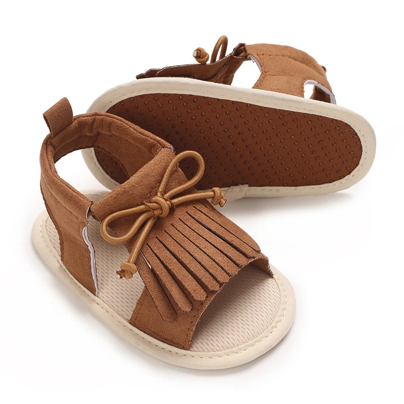 Girl Baby Summer Tassel Sandals Soft Non Slip Cloth Sole Baby Walking Shoes Vintage Elegant Children's Shoes 2