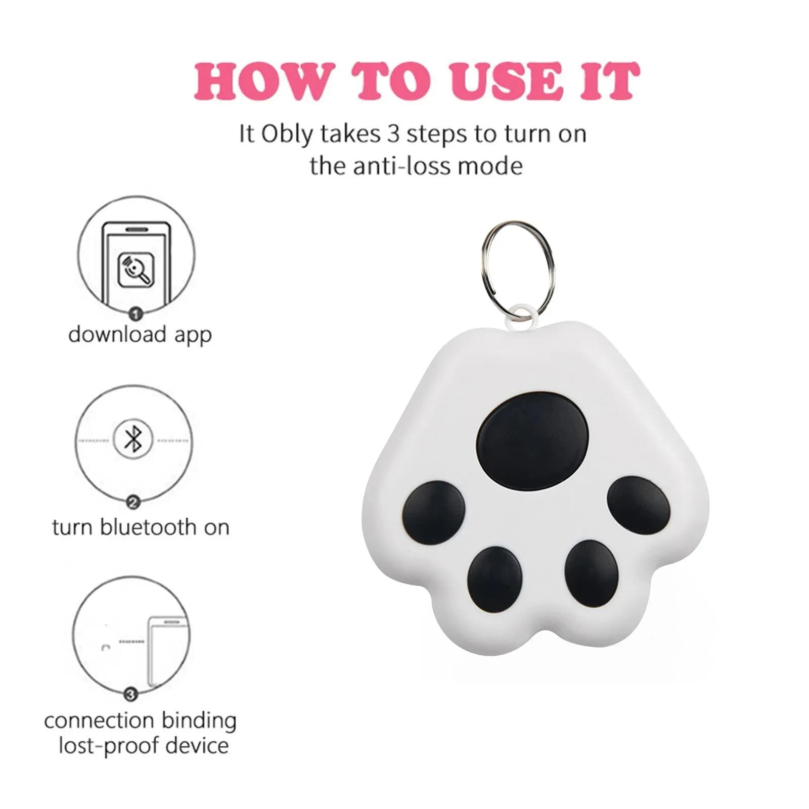 Mini Wireless Bluetooth Tracker Keys Finder Smart Anti-Lost Device GPS Locator Alarm For Kids Pets Dog Cat Wallet Bag Tracker