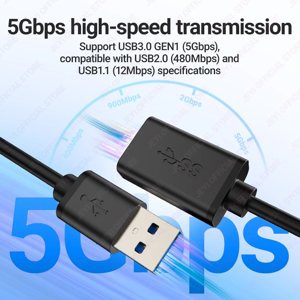 JEYI USB 연장 케이블, USB 3.0 GEN1 5G 연장 수-암 코드, 빠른 데이터 전송 호환 키보드, 마우스, 플래시 드라이브