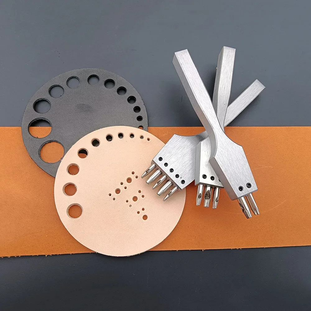 Leather Craft 3/5 Holes Puncher Diameter 1mm+3mm precise Round hole brogue style cutting Tools
