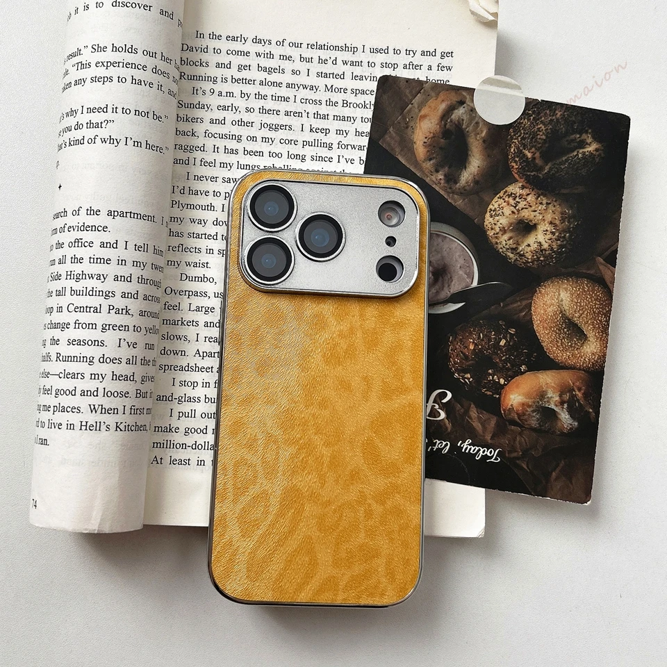 Luxury Leopard Leather Case with Metal Plating Protector - Premium Hard Cover