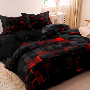 Geometric Plaid Duvet Set 1
