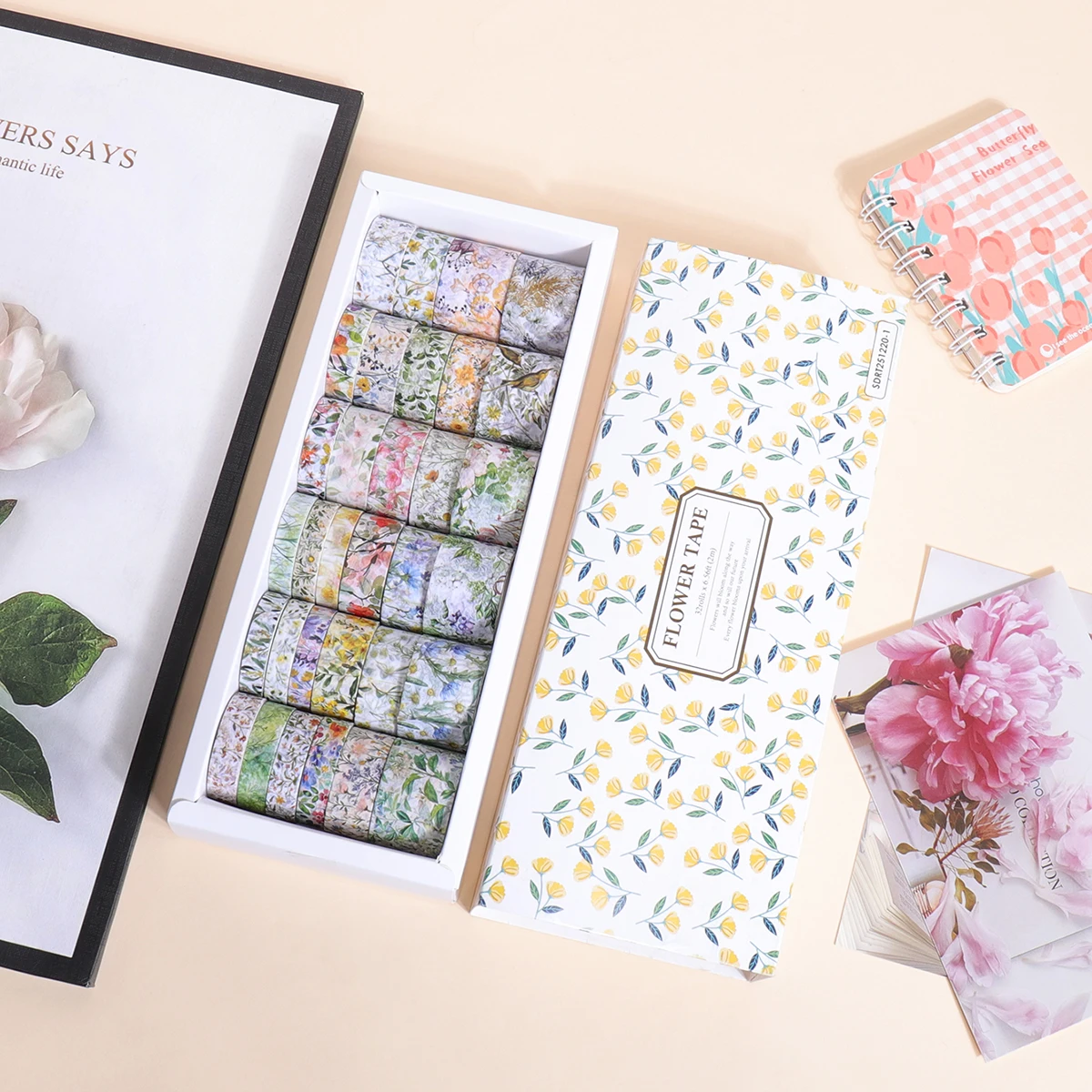 로맨틱한 꽃무늬 시리즈 와시 테이프 세트, DIY 사진 프레임, 저널, 선물 상자 포장 및 정교한 장식에 적합합니다.