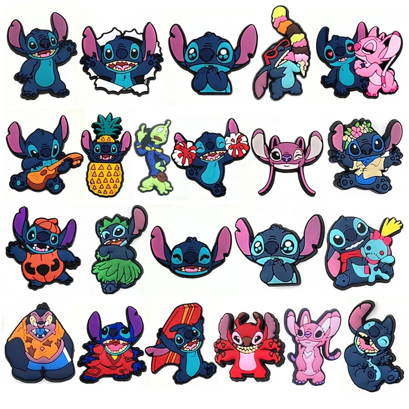 Shoe Charms 8-22Pcs Disney Stitch Shoe Charms Cartoon DIY Shoes Accessories For Clogs Sandals Decorations Kids X-mas Gifts MINISO