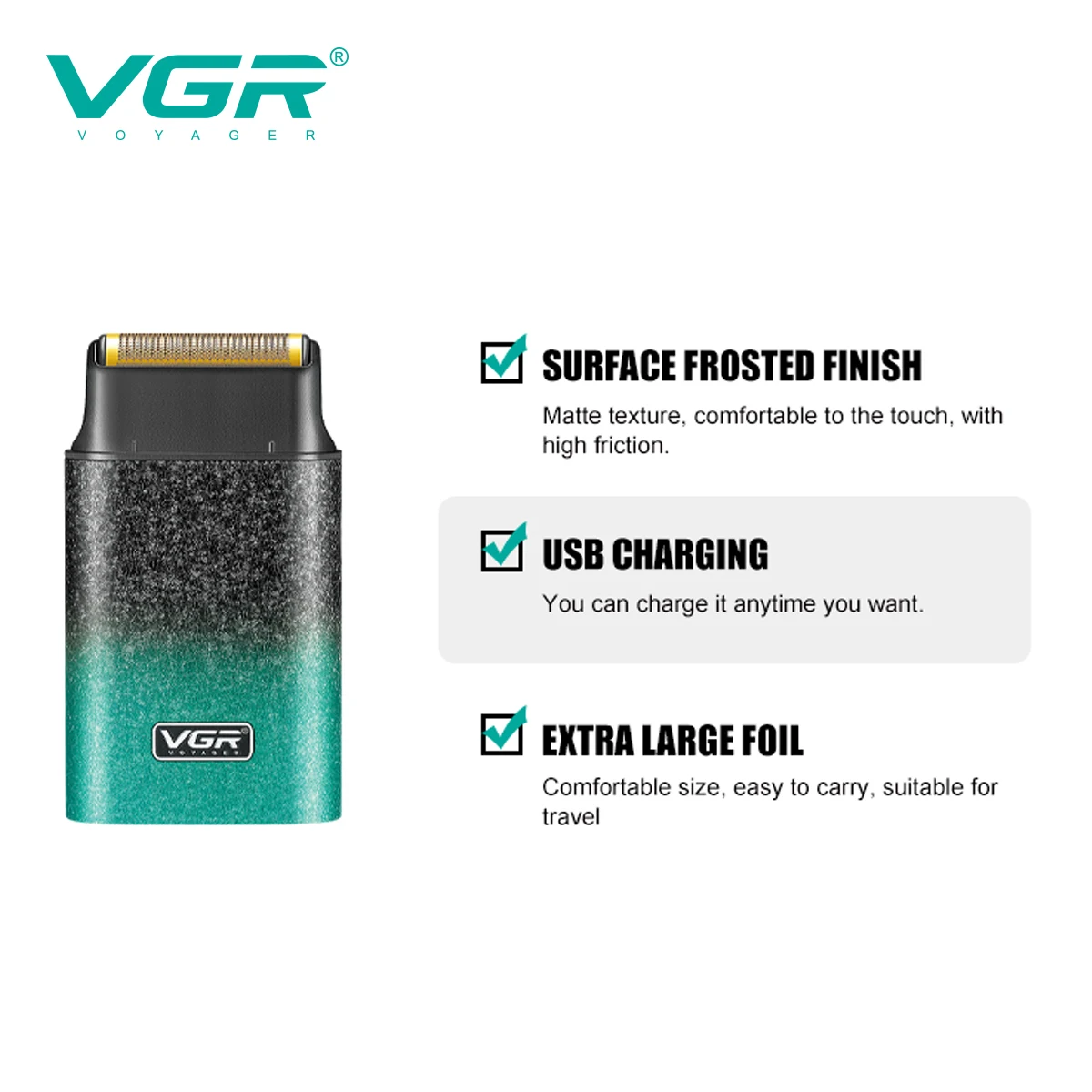 VGR V-326 새로운 왕복식 면도기 그라데이션 무광 바디 남성용 면도기 편리한 가정용 여행용 면도기 제모 및 미백 기기