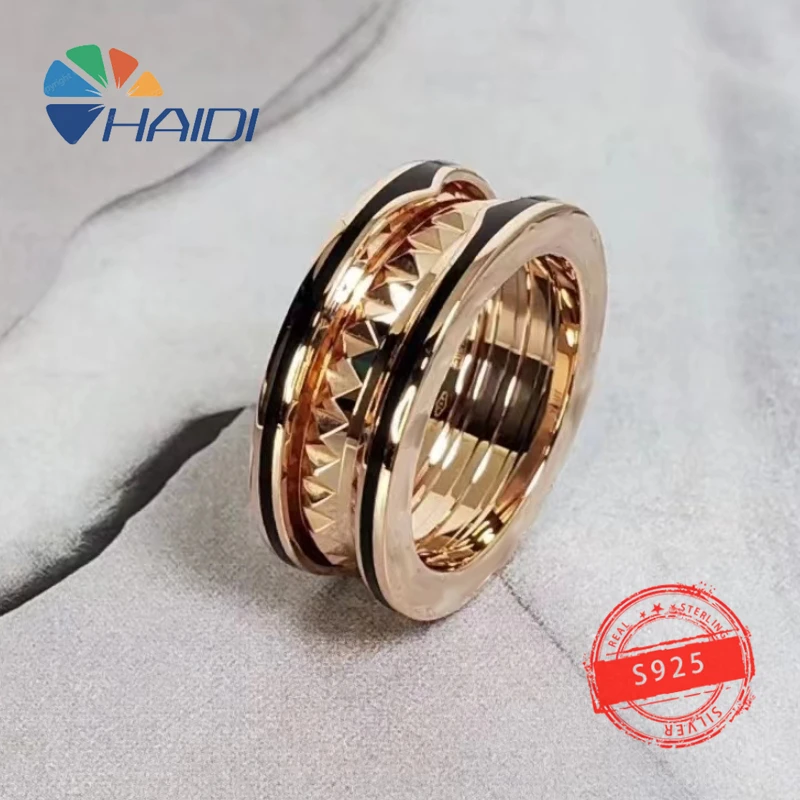 

BV Hot selling 925 sterling silver rose rivet ceramic women's jewelry ring