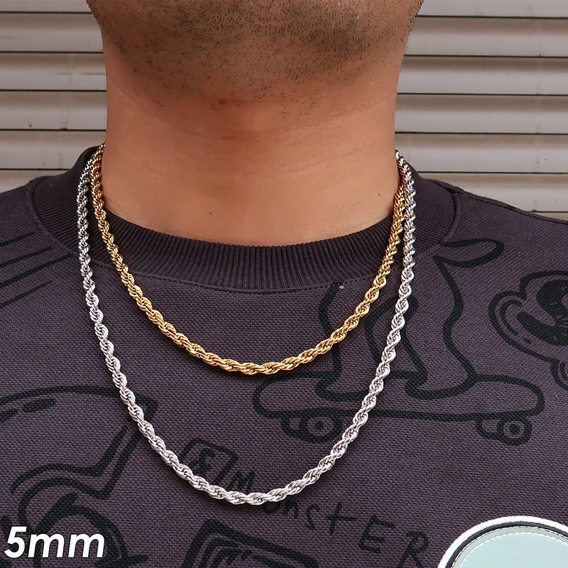 10 Pieces 3mm 5mm Rope Chain Necklace Stainless Steel Rope Necklace for Men  or Women Wholesale Jewelry - AliExpress