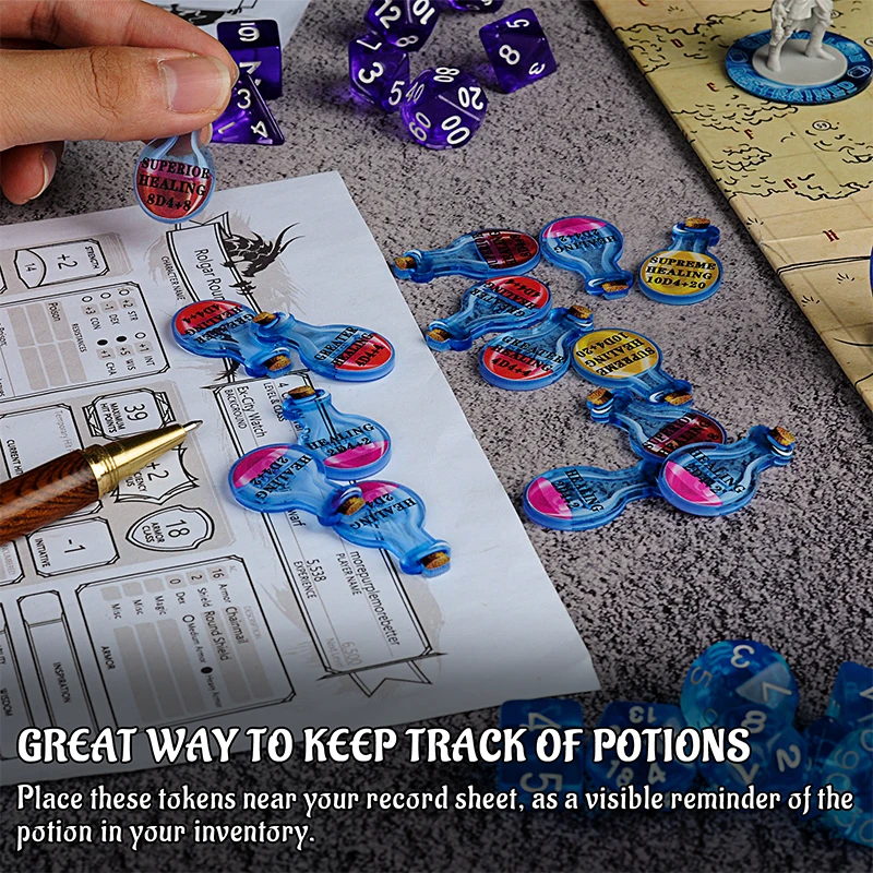 DND - Set Di 60 Monete In Metallo Con Borsa In Pelle Occhio Di Drago – Tesoro Per Giochi Di Ruolo, Dungeons & Dragons E LARP