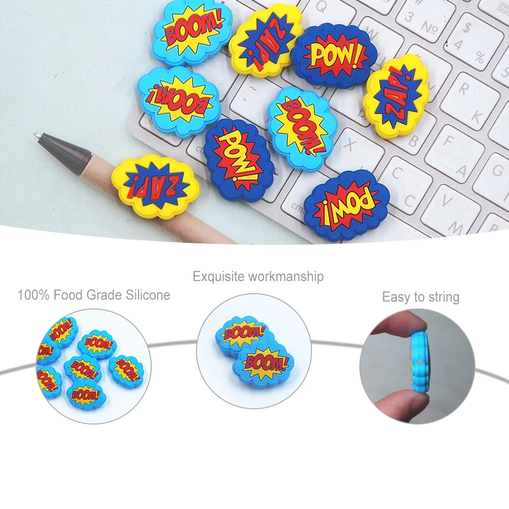 10pcs New Cartoon Silicone Valentine Beads DIY Food Grade Toys BPA