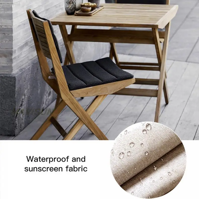 Outdoor Solid Wood Tables And Chairs Folding Teak Rain-Proof Sunscreen Outdoor Open-Air Sun Room Coffee Table Small Restaurant