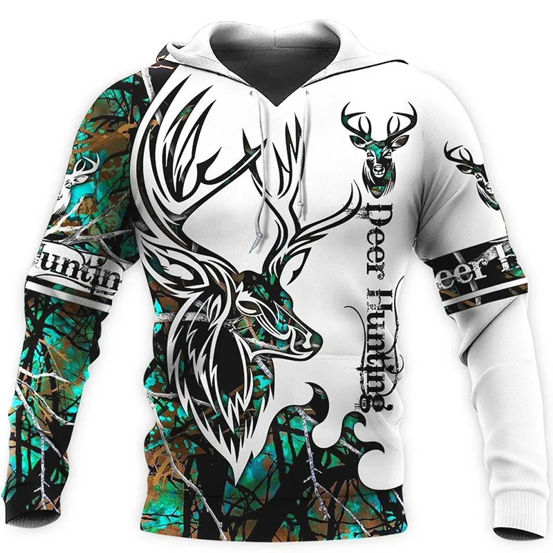 

2023 New Men's Sweatshirt 3D Print Animal Deer Harajuku Hooded Sweatshirt Casual Fashion Loose fitting long sleeved hoodie