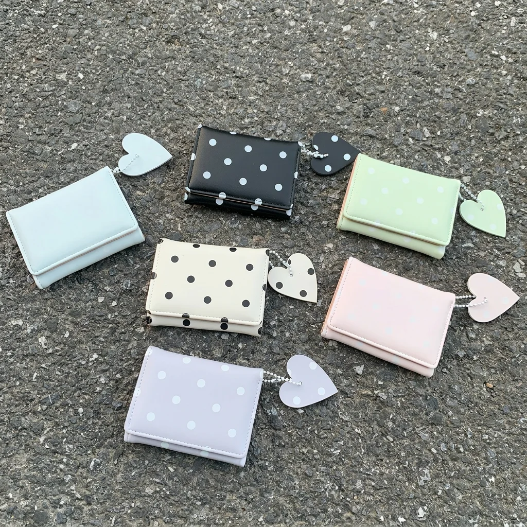 Polka Dot Aesthetic Women's Tri-Fold Wallet and Coin Pouch