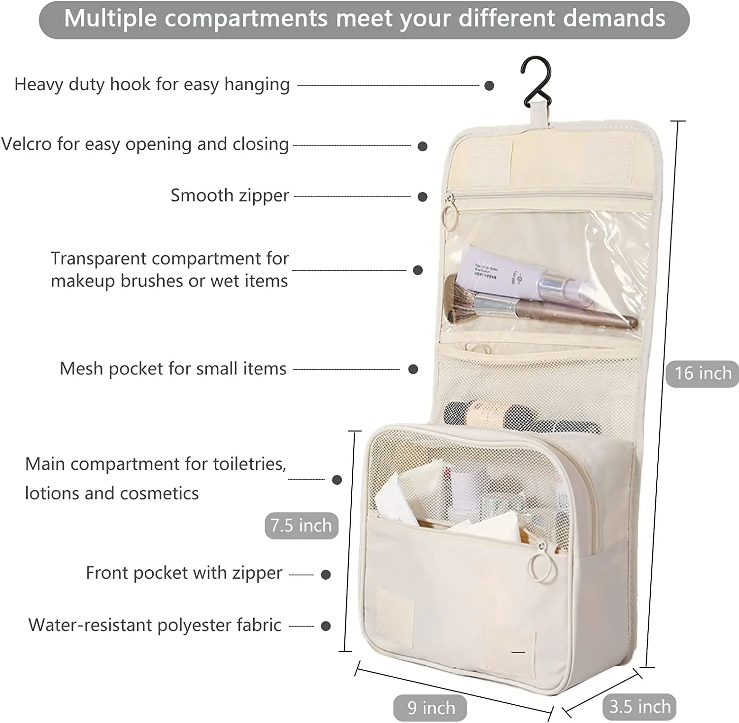 1pcs High Quality Women Makeup Bags for Accessories Toiletries  Waterproof Storage Hanging Ser Hanging Bathroom Bag