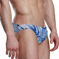 Man's Swimming Briefs Low Waist Swimwear drop With Push-up Pad Sexy Shorts Trunks Boxers Marble print Men's Swim For Old buyer 2