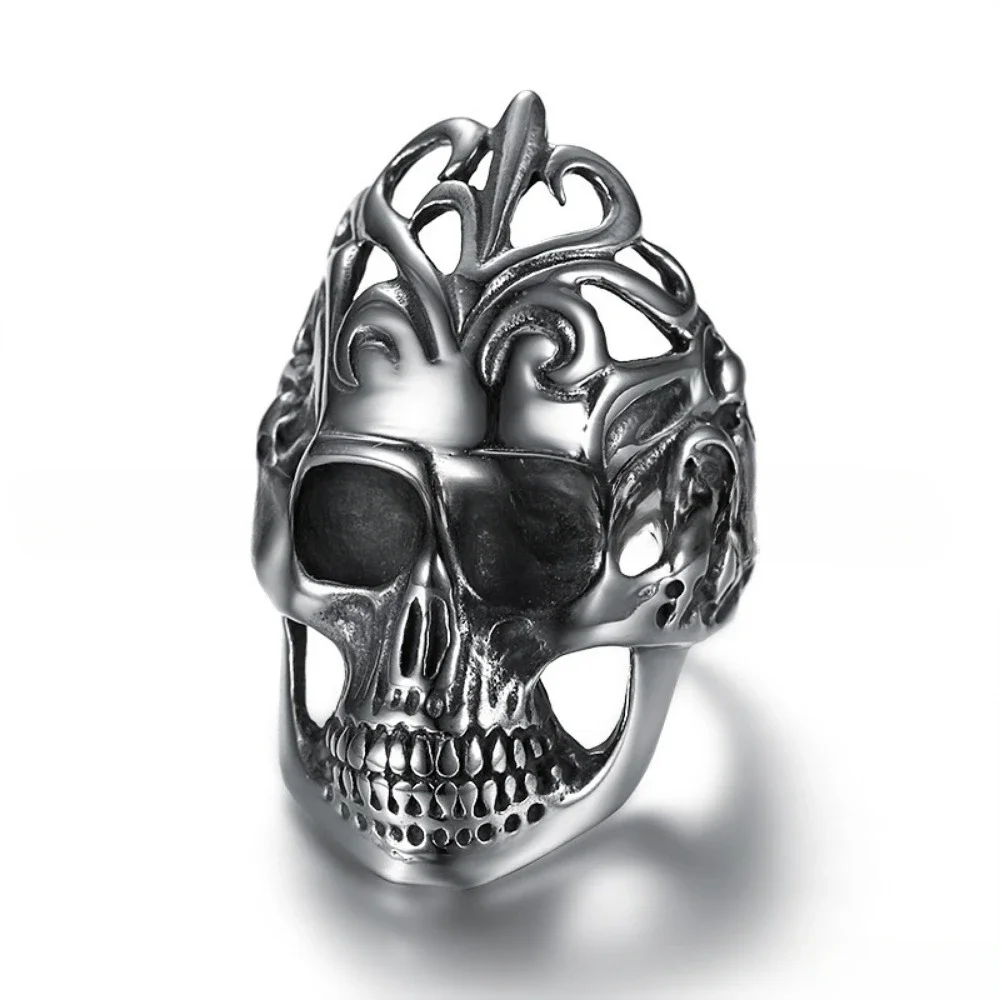

CHUANGCHENG Personalized Vine Skeleton Head 316 Stainless Steel Ring Size 8-13