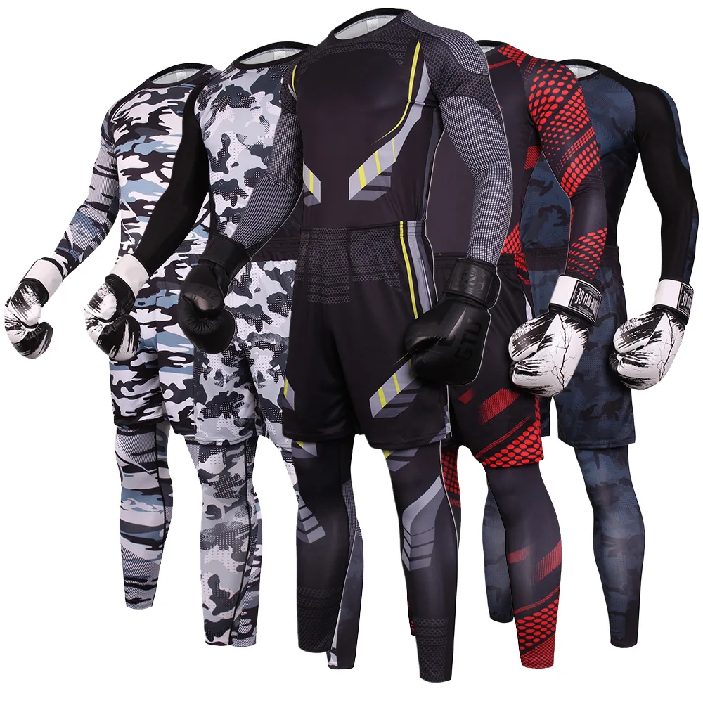 Men's Cycling Suit Fitness Sports Running Long Sleeve and Pants and Shorts Three Sets bike gloves half finger sports cycling shock absorbing bicycle running gym fitness bodybuilding work anti skid gear men women