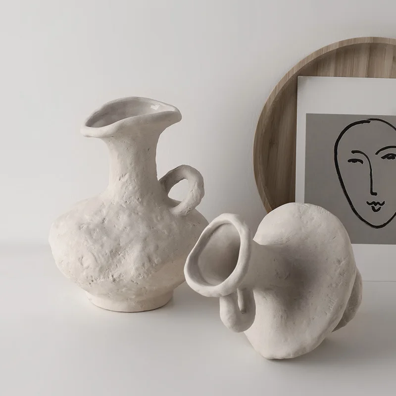 Simple wabi-sabi embryo ceramic clay vase pottery decorative