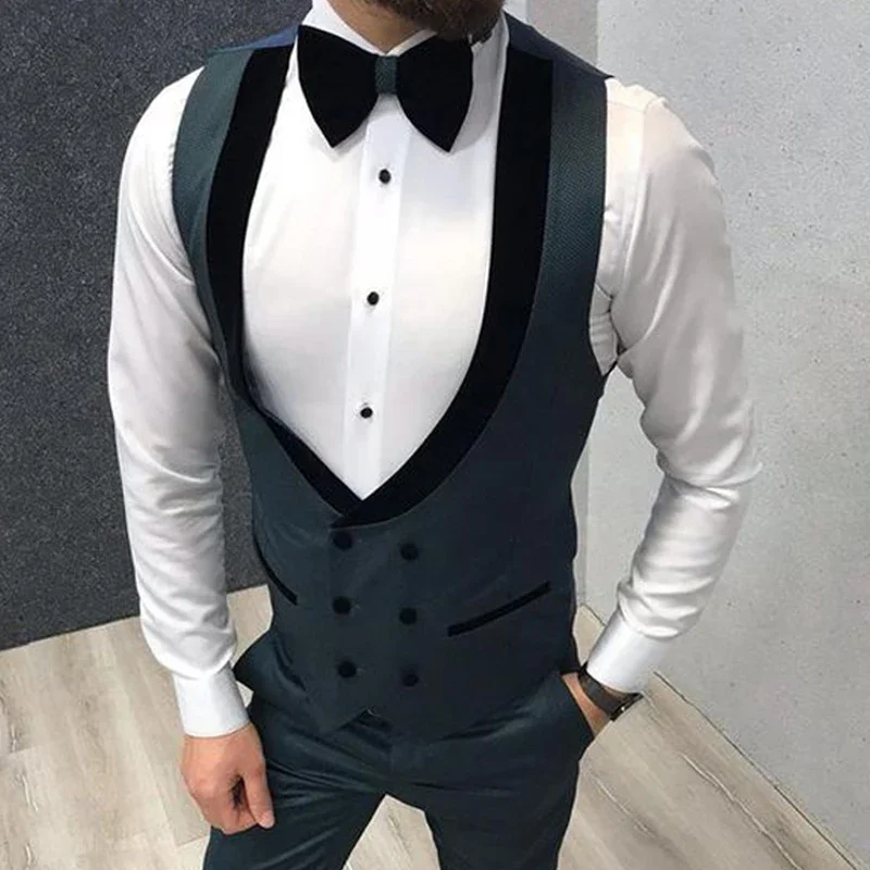 Double Breasted Men Vest for Groomsmen Single One Piece Casual Male Waistcoat Custom Gentleman Fashion Coat 6
