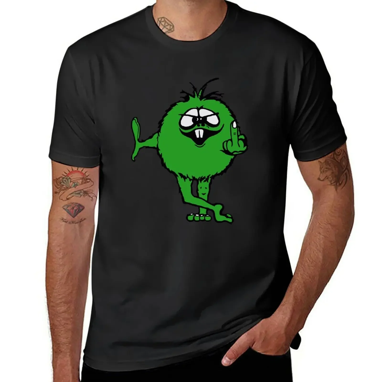 

Футболка для мальчиков Green Guy flips bird - 70s в стиле ретро, белая блузка, футболки большого размера для мужчин, хлопок