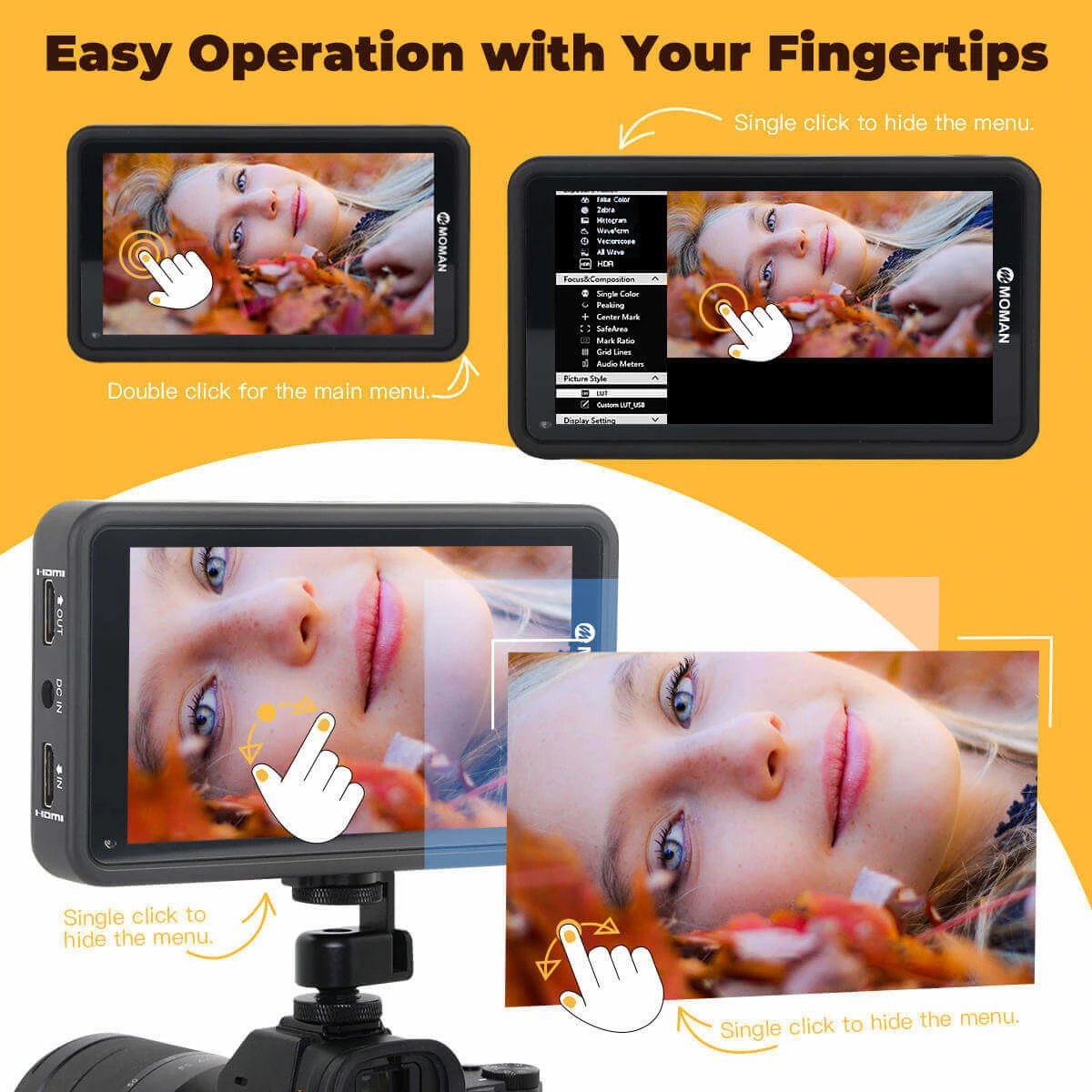 Moman M5 Field Monitor DSLR Camera HDMI-compatibe 3D LUT 1920x1080 Video Portable 4K Monitor Studio reference Live Streaming
