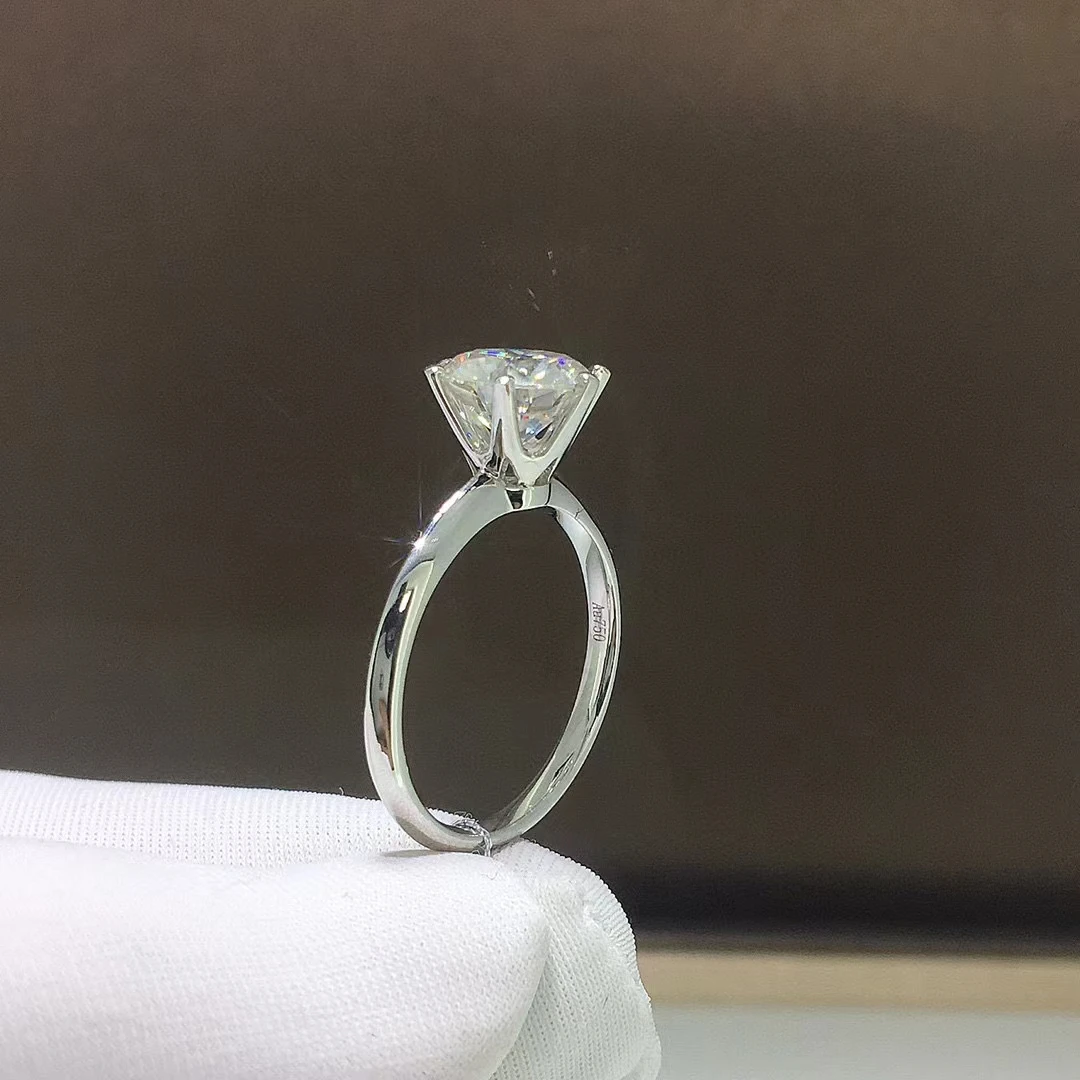 Classic Prongs Carat Round Moissanite Ring Sterling Silver