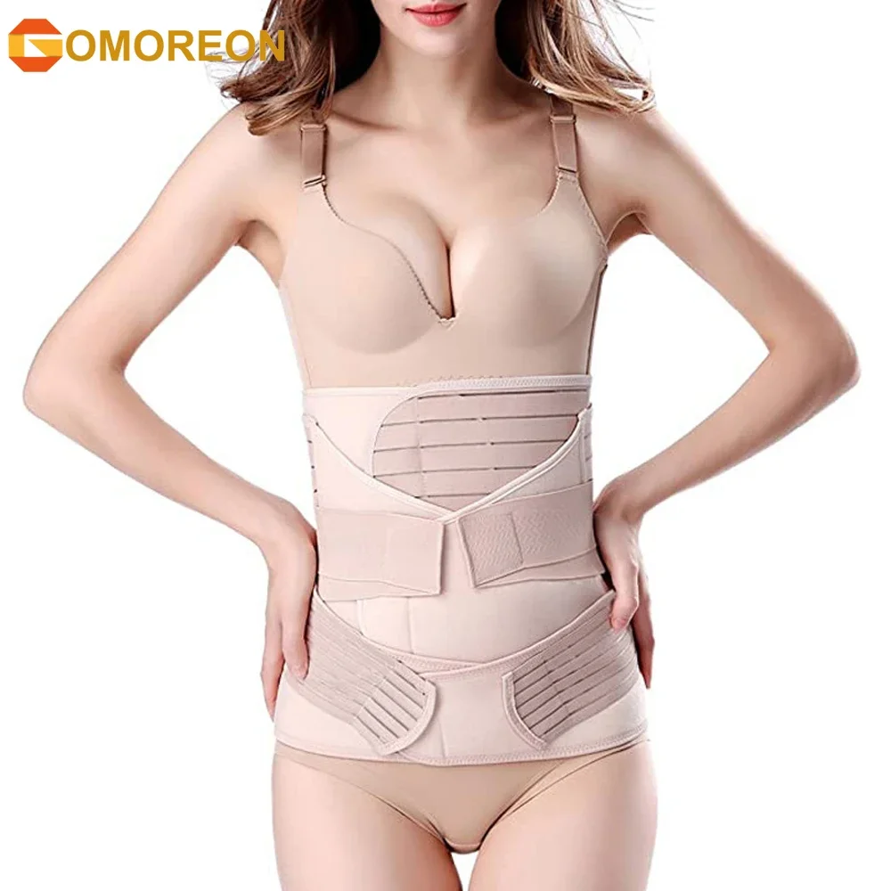 

GOMOREON 3 in 1 Postpartum Support Recovery Belly Wrap Waist/Pelvis Belt Body Shaper Postnatal Shapewear