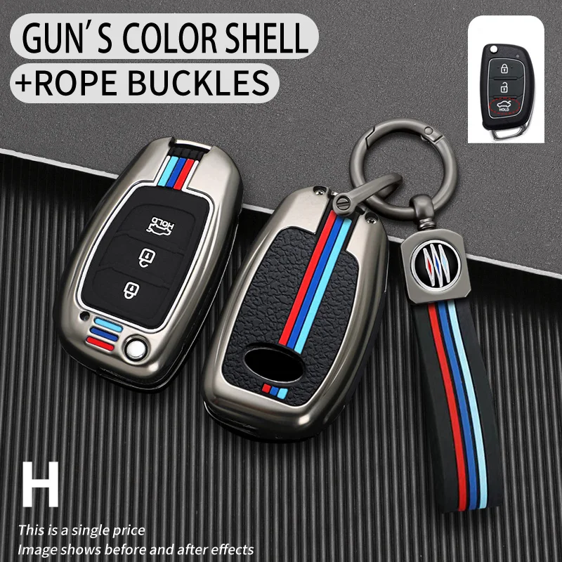 Custodia a conchiglia con chiave a scatto a distanza per auto in Silicone in lega di zinco per Hyundai Creta I10 I20 Tucson Elantra Santa Fe 2016 2017 - S80826b2d7af44a4e94dabea529fce5f8Y