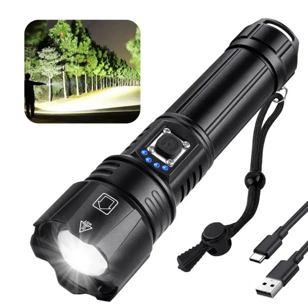 Torce ricaricabili ad alto lume, torcia a LED più luminosa da 990.000 lumen con 5 modalità, potente torcia impermeabile