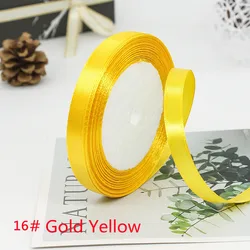 Elegant Satin Ribbon Tapes for Crafting and Decorative Gift Wrapping - 25 Yards, Multiple Widths (16 Gold Yellow)