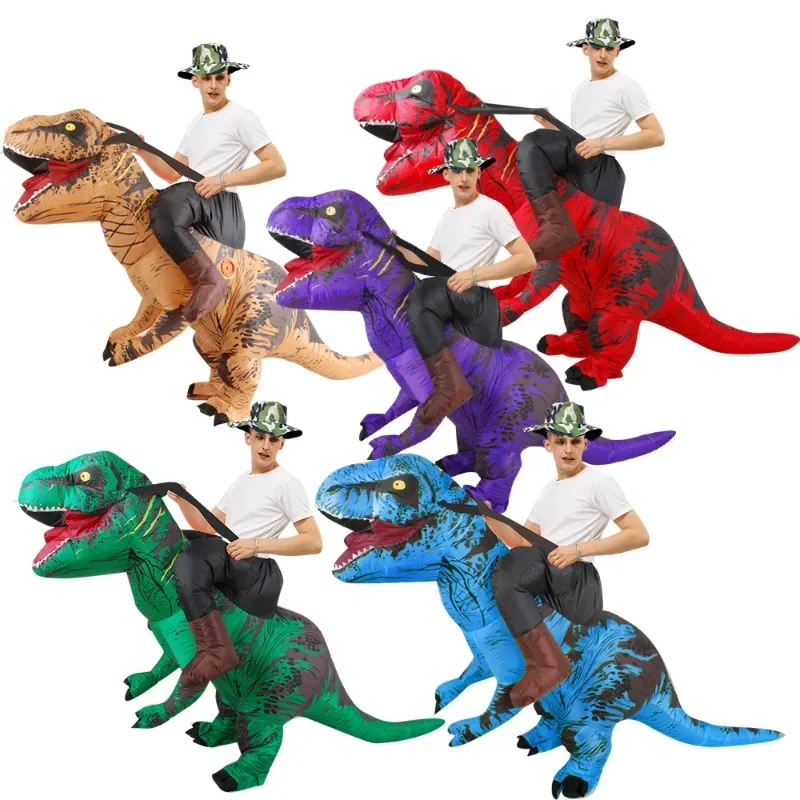 

Purim Cosplay Adult Ride on Dino Costume Cosplay Dinosaur Inflatable Suit Riding T-Rex Blow Up Outfit Performance Carnival Props