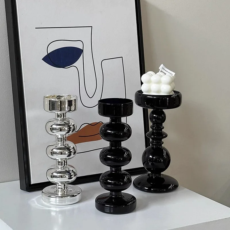 

Modern Winter Candles Holders Centre Living Room Black Apartment Candlestick Candelabro Geometric Porta Candele Home Decorations