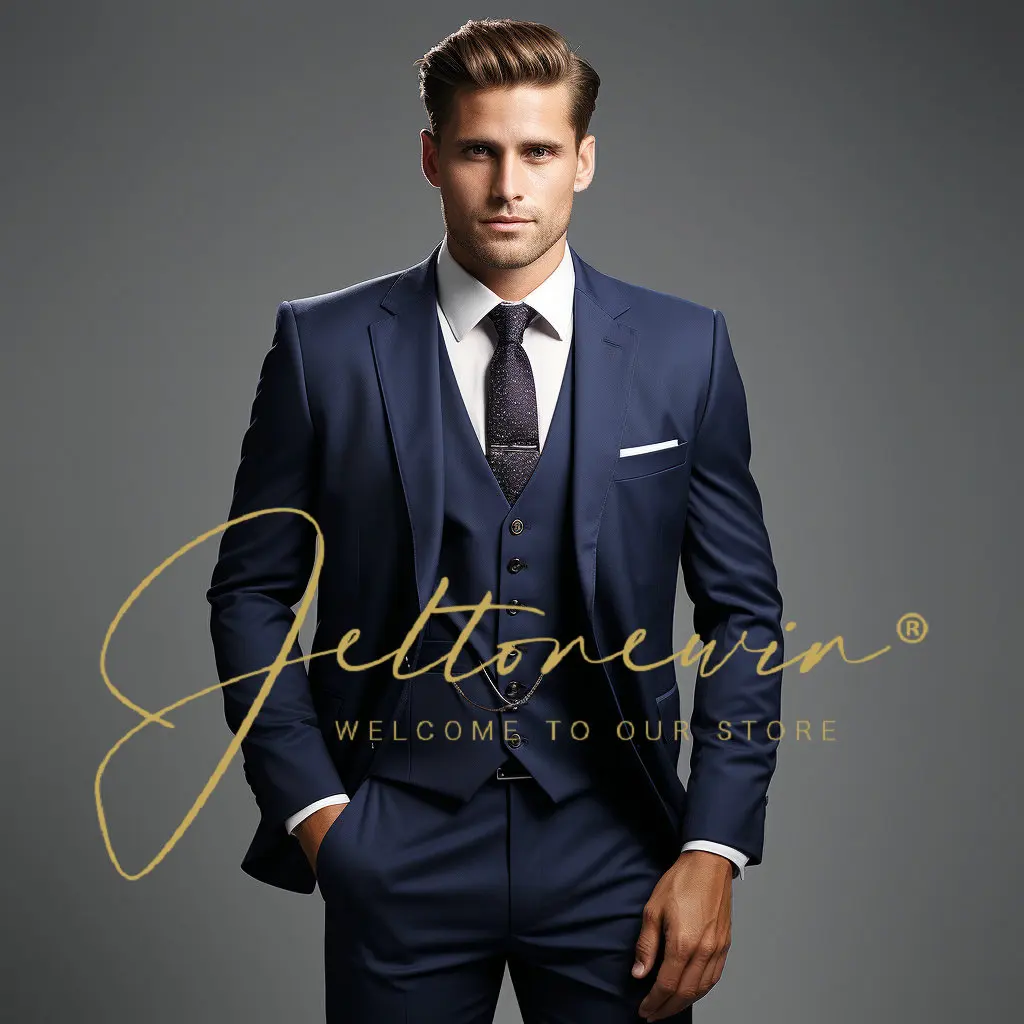 

Костюм свадебный мужской из 3 предметов, пиджак, брюки и жилет с карманами и лацканами