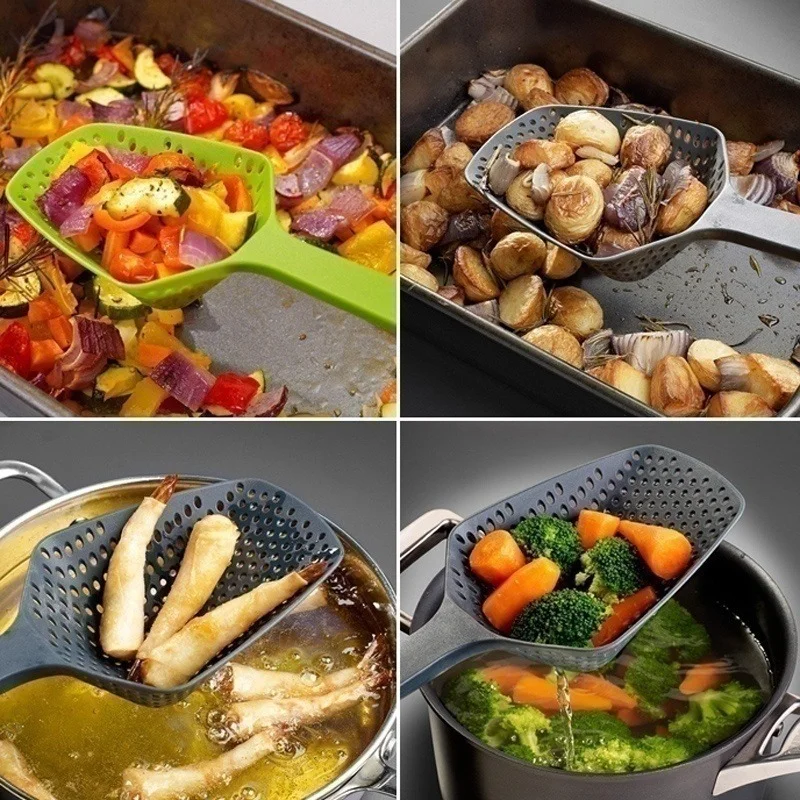 1 Pcs Cooking Shovels Food Strainer Scoop Nylon Spoon Drain Gadgets Large Colander Soup Filter Household Kitchen Accessories