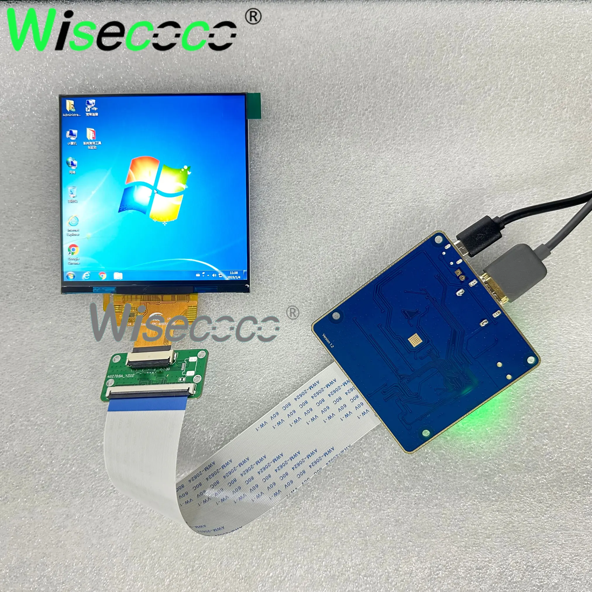 Wisecoco-tela Lcd Quadrada Raspberry pi Display Quadrado Spi Micro Usb Driver Board Smart Home Digital Signage 720x720 1:1 4 - Imagem 2