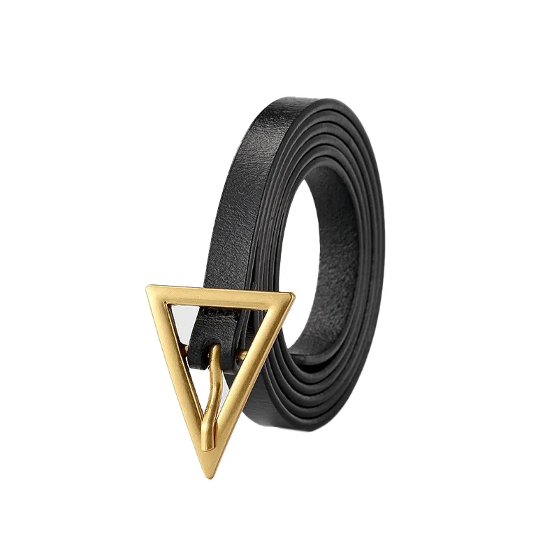1.0cm New women's all-match cowhide belt triangle head alloy belt casual fashion thin belt