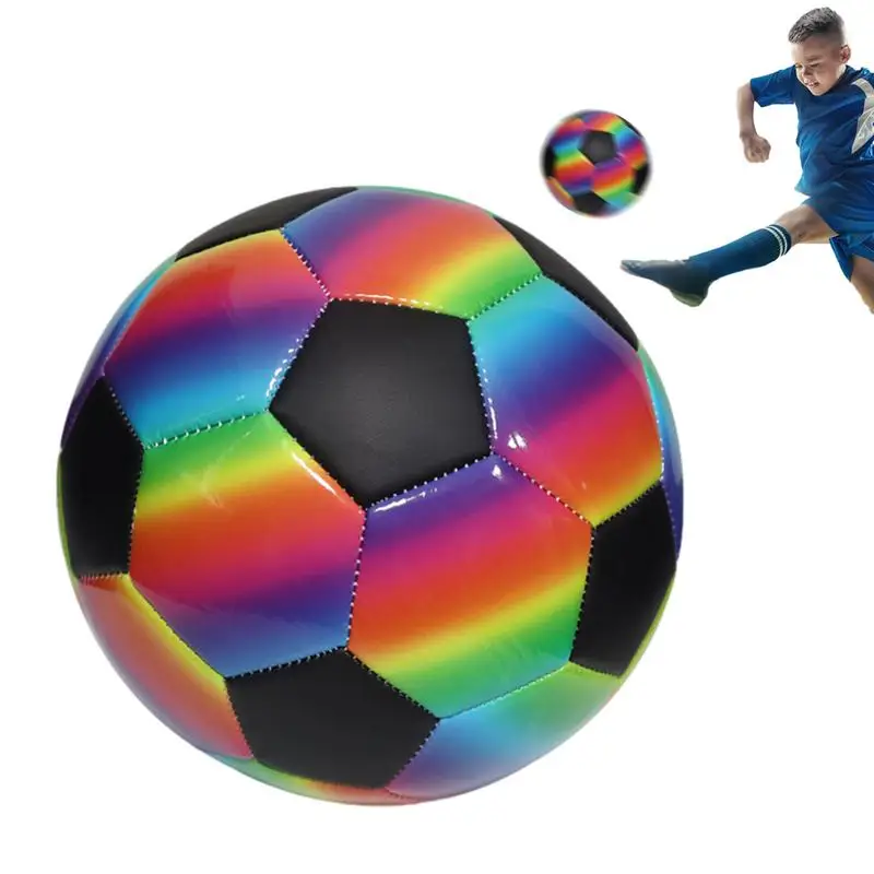 

Sports Soccer Rainbow PVC Football For Sports Practice Lightweight Inflatable Indoor Outdoor Football PVC Panel Football For