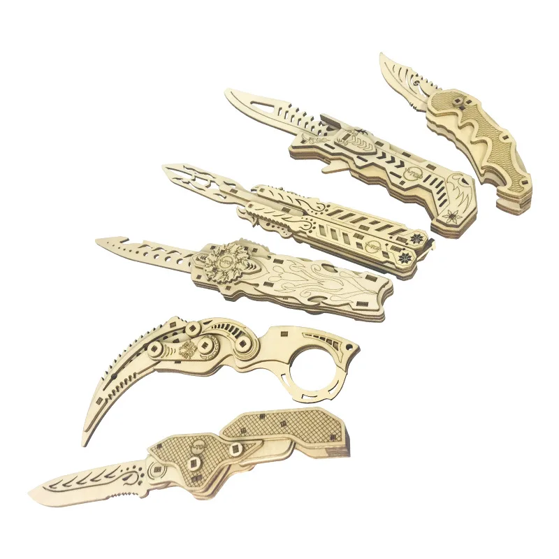 

Apex Butterfly Knife Wooden Weapon Toys Sword Foldable DIY Hand-assembled Military Tactical Knife Display Model Gifts for Boys