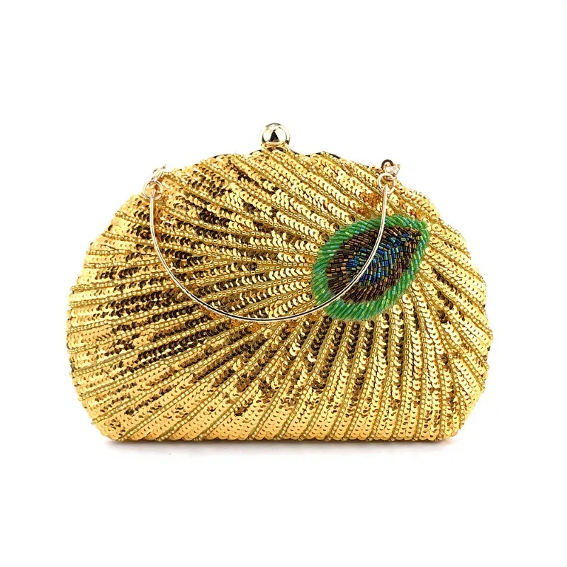 Peacock Evening purse Clutch inside golden color Peacock Evening purse Clutch inside golden color